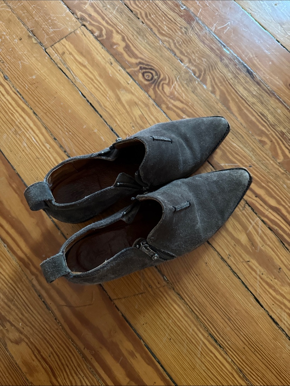 Frye Sasha Suede Ankle Boots in Dark Gray